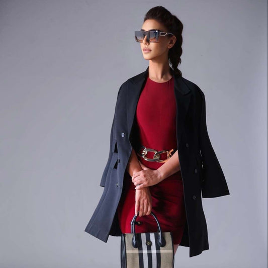 Merlot and Charcoal Black - Tessuto