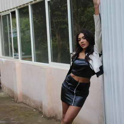 Dual Tone Biker Jacket - Tessuto