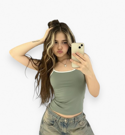 Two Toned Strappy Top - Tessuto