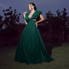 Buy Best Party Wear Gown Dress for Women - Emerald Velvet Enchantment Gown - Tessuto