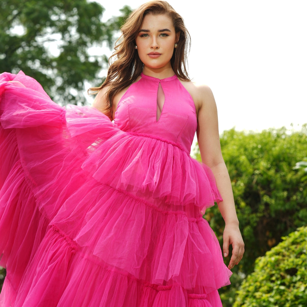 Pink Cascade Gown - Tessuto