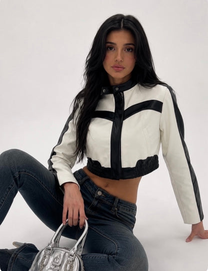 Contrast Moto Jacket